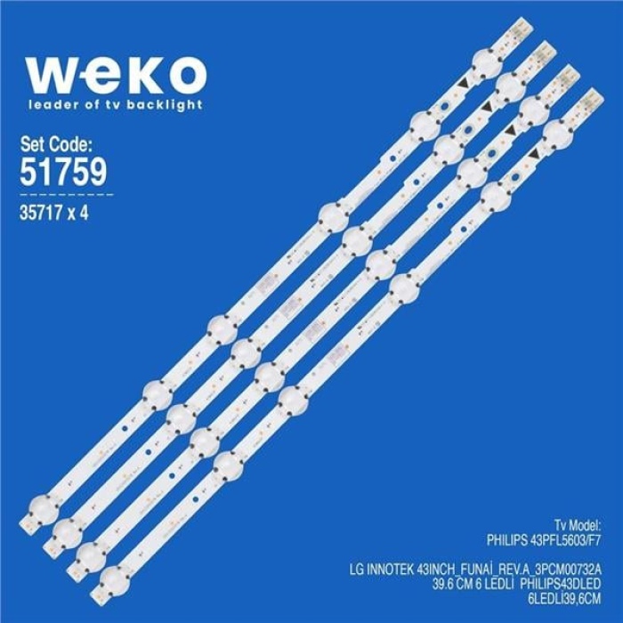 Wkset-6759 35717X4 Lg Innotek 43Inch_Funai_Rev.a_3Pcm00732A  4 Adet Led Bar