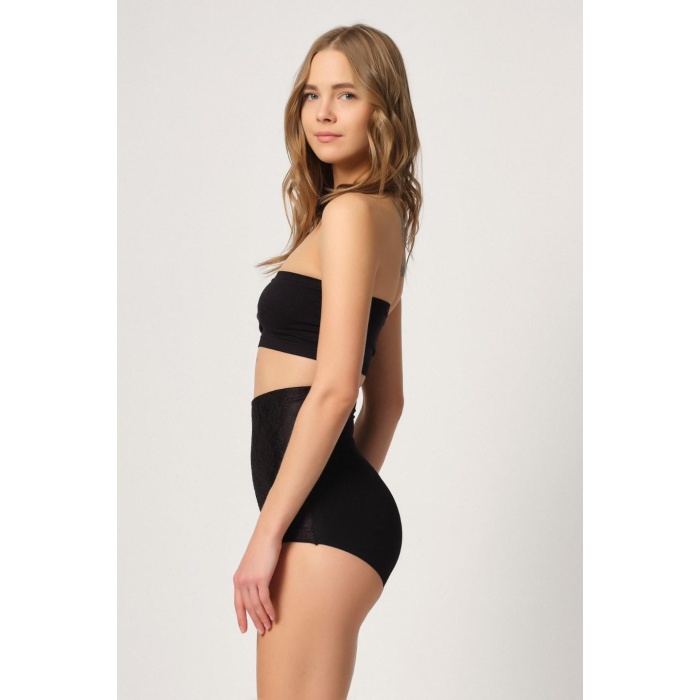 Si̇yah Mi  2842 Lazer Dantelli Slip Korse