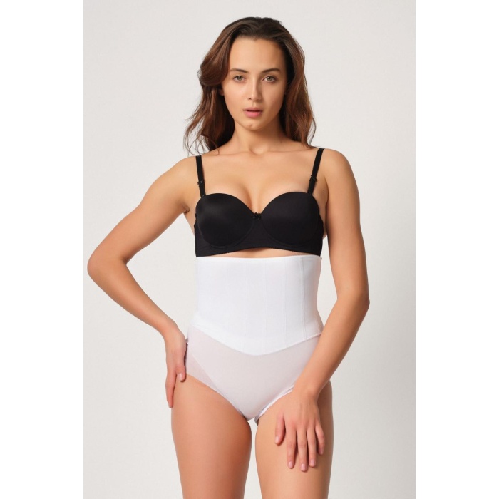 Beyaz Mi  2945 Tül Karyokalı Slip Lazer Korse