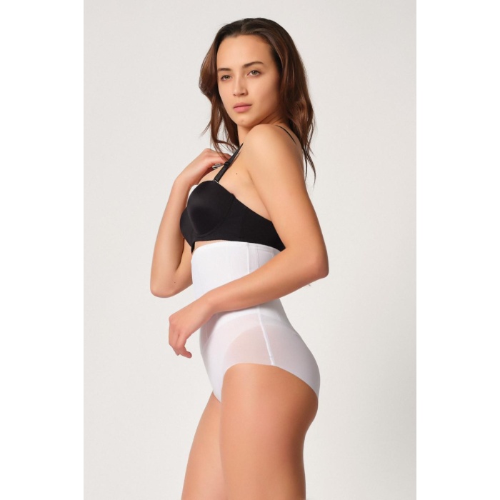 Beyaz Mi  2945 Tül Karyokalı Slip Lazer Korse