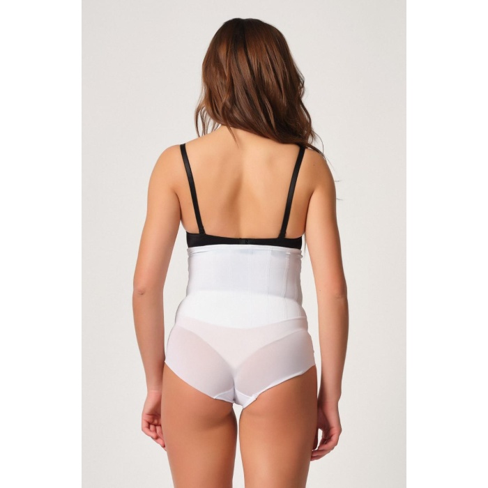 Beyaz Mi  2945 Tül Karyokalı Slip Lazer Korse