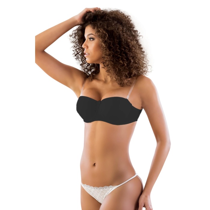 Si̇yah Mi  702 Şeffaf Askılı Push-Up Sütyen