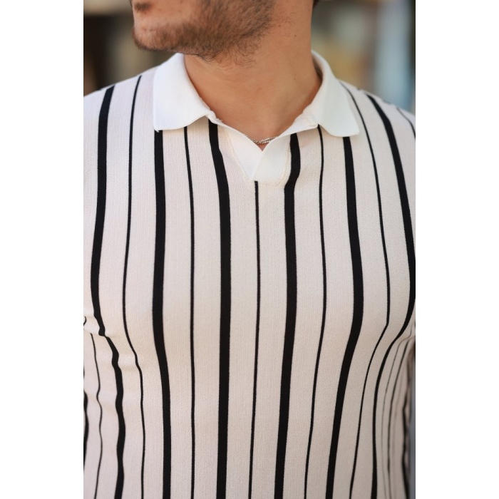 Erkek Yakalı Örme Kumaş Kısa Kollu T-Shirt