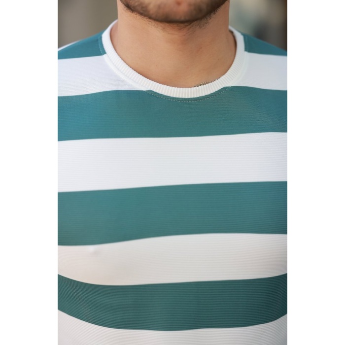 Erkek Çift Renk Pamuklu Örme Kumaş Kısa Kollu T-Shirt