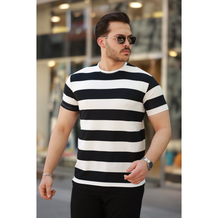 Erkek Çift Renk Pamuklu Örme Kumaş Kısa Kollu T-Shirt