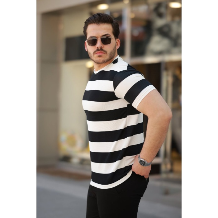 Erkek Çift Renk Pamuklu Örme Kumaş Kısa Kollu T-Shirt