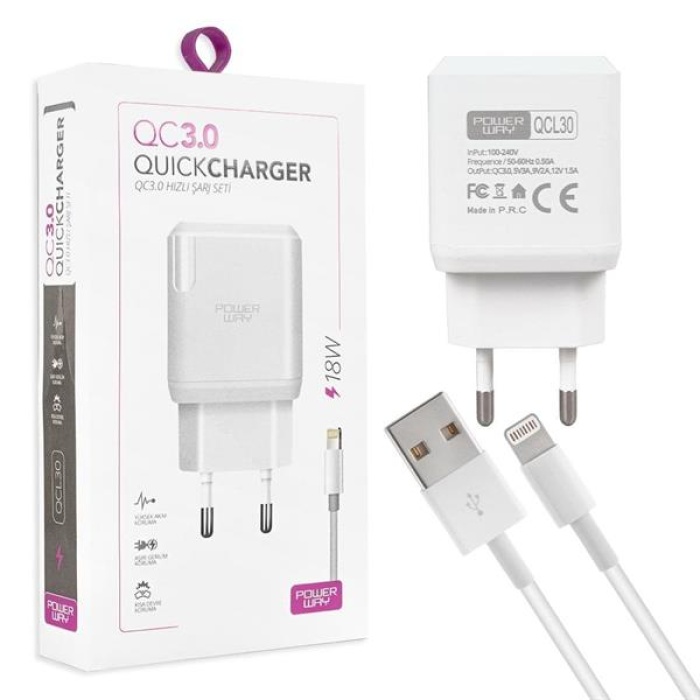 Qcl30 Hızlı 3000 Ma 18 Watt Lightning Şarj Kafa Başlık Adaptörü