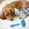 ShopZum Kedi Köpek Tüy Toplayıcı Kendini Temizleyebilen Ergonomik Saplı Evcil Hayvan Tarağı Mavi