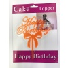 ShopZum Happy Birthday Yazılı Fiyonklu Pasta Kek Çubuğu Turuncu Renk