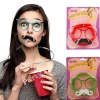 Pipetli Parti Gözlüğü - Çocuk ve ShopZum Yetişkin Bıyıklı Pipet Gözlük Pembe Renk 18x14 cm