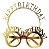 Happy Birthday Yazılı Taç ve Happy Birthday Yazılı Gözlük Seti Altın Renk