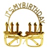 İt&amp;#39;s My Birthday Yazılı Taç ve Mum Şekilli Gözlük Seti Altın Renk