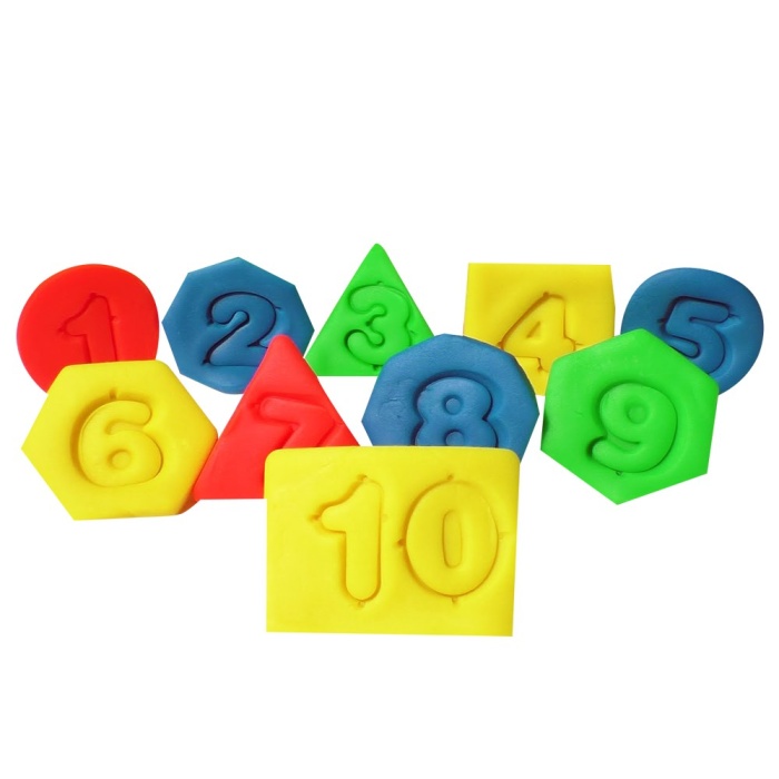 Rakam ve Geometrik Şekil Kalıplı Buğday Unu Oyun Hamuru Seti - Play Dough