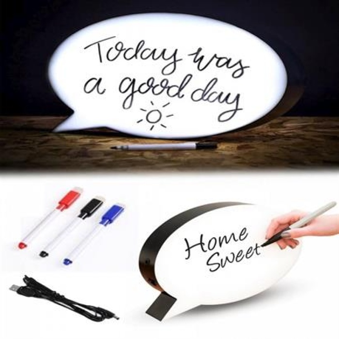 ShopZum Kalemle Yazılabilen Konuşma Balonu Görünümlü Işıklı Mesaj Panosu