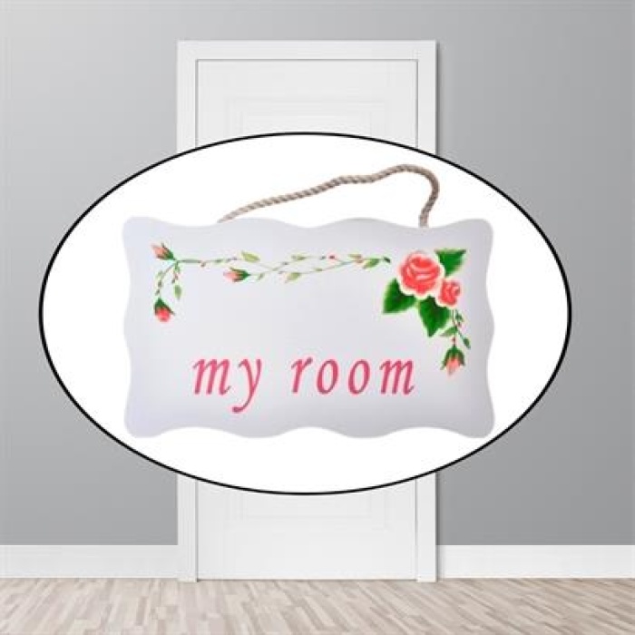 ShopZum Decotown My Room Benim Odam Dekoratif Çiçek Desenli Kapı Askısı