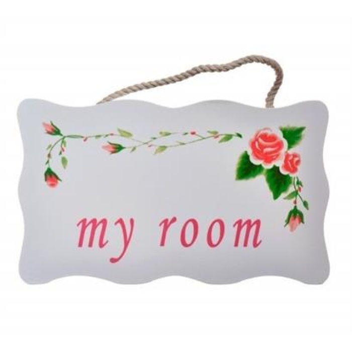 ShopZum Decotown My Room Benim Odam Dekoratif Çiçek Desenli Kapı Askısı