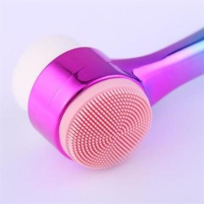 ShopZum Çift İşlevli Renkli Cilt Yüz Temizleme Fırçası Peeling Masaj Etkili Gözenek Temizleyici Alet