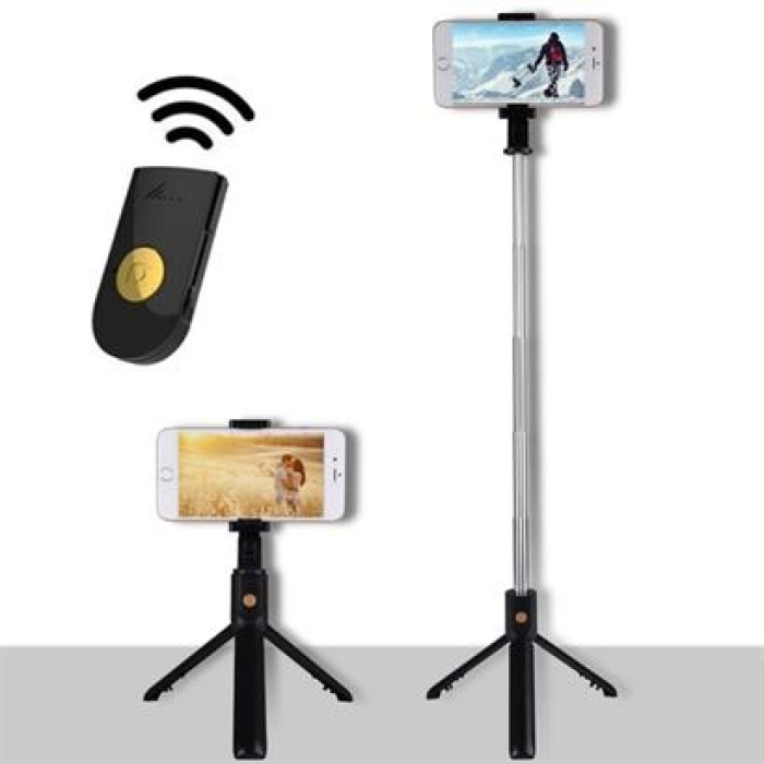 ShopZum Sabitlenebilir Cep Telefon Tutucu  Ayarlanabilir Taşınabilir 3 Ayaklı Tripod Selfie Çubuğu