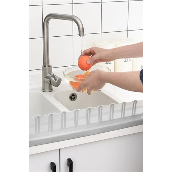 ShopZum Vantuzlu Kauçuk Sıvı Su Sızdırmaz  Mutfak Banyo Duş Bariyeri Lavabo Kenar Tutucu Set