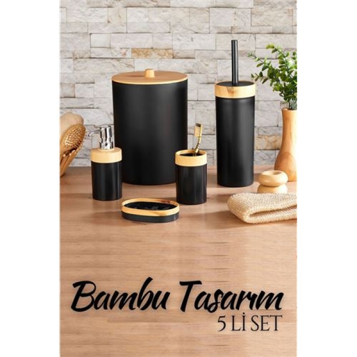  5 li Banyo Seti Bambu Design SİYAH 718977