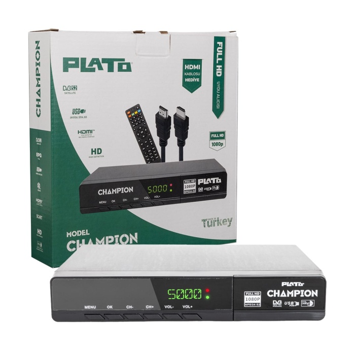 PLATO CHAMPION KASALI FULL HD ShopZum UYDU ALICISI (SCART+HD)(ShopZum HDMI KABLO ShopZum DAHİL)