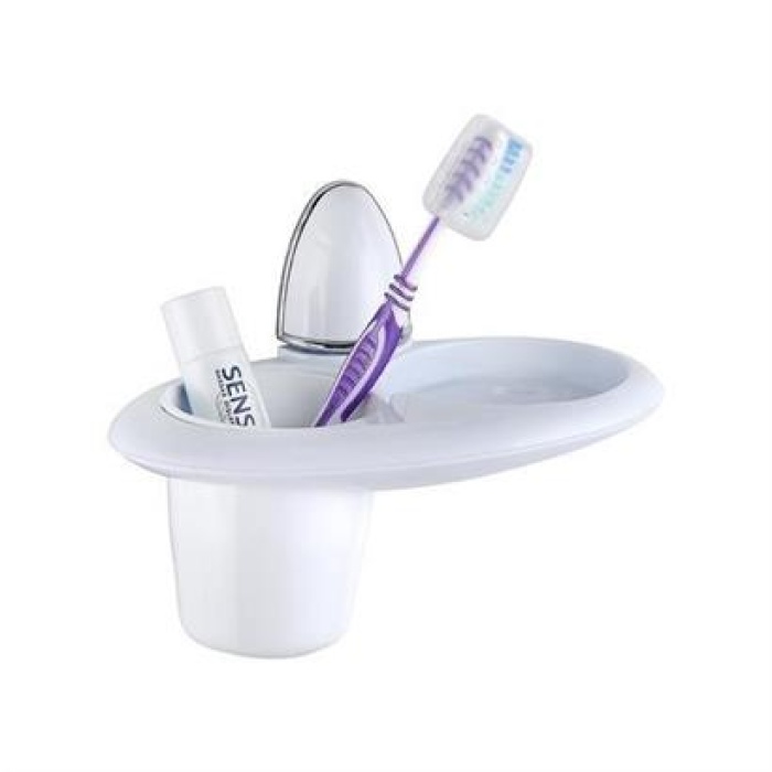 ShopZum  Diş Fırçası ve Diş Macunu Kutusu Tutacağı Plastik Beyaz Fırçalık