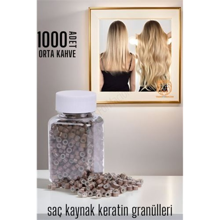  Nano Saç Kaynak Boncukları ORTA KAHVE 1000 adet 720359