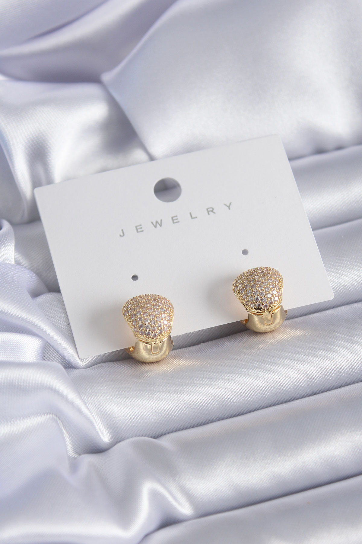  Gold Color Zircon Stone Brass 316L Steel Custom Series Female Earrings