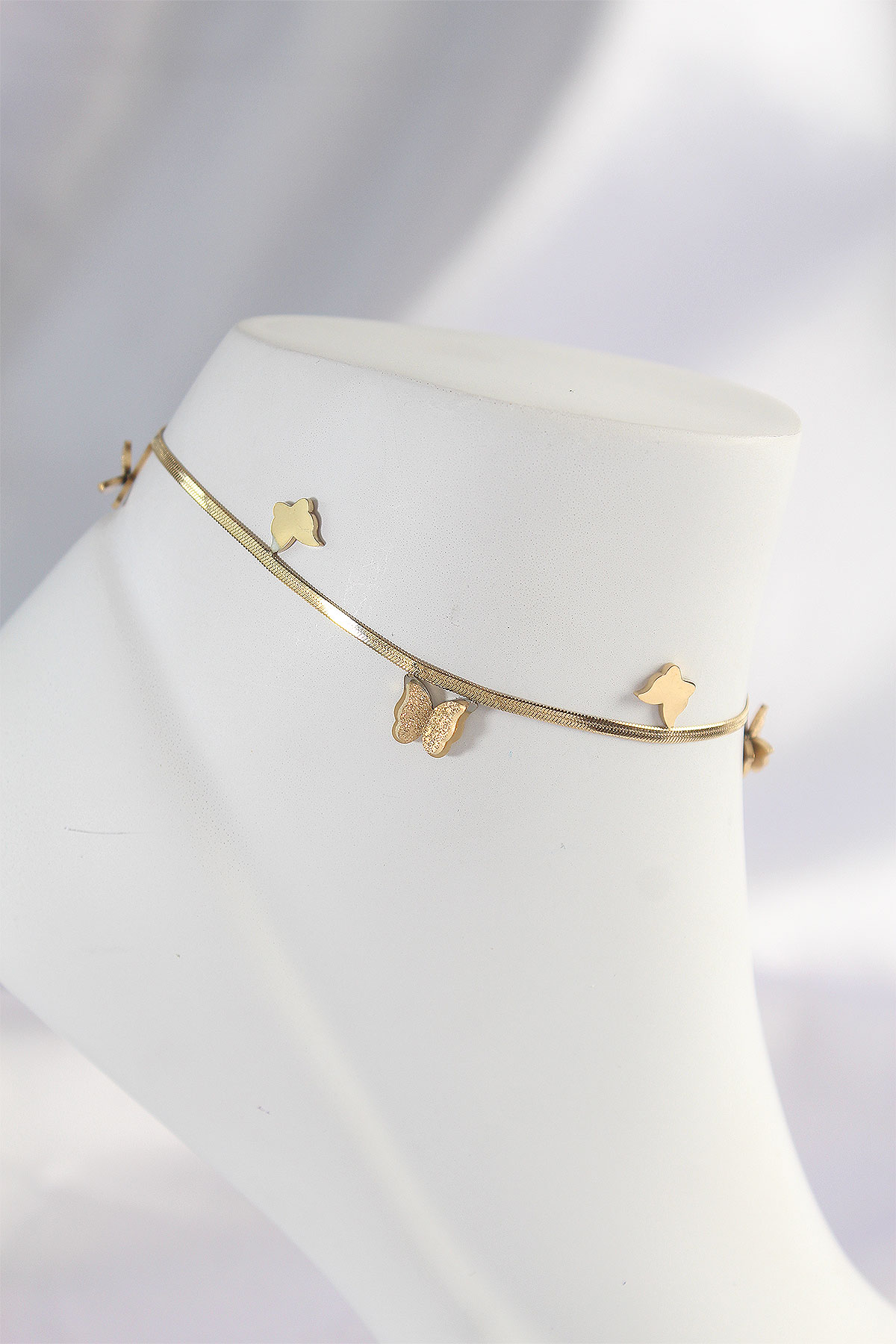 316L Çelik Özel Seri Gold Renk Minimal Kelebekli Halhal