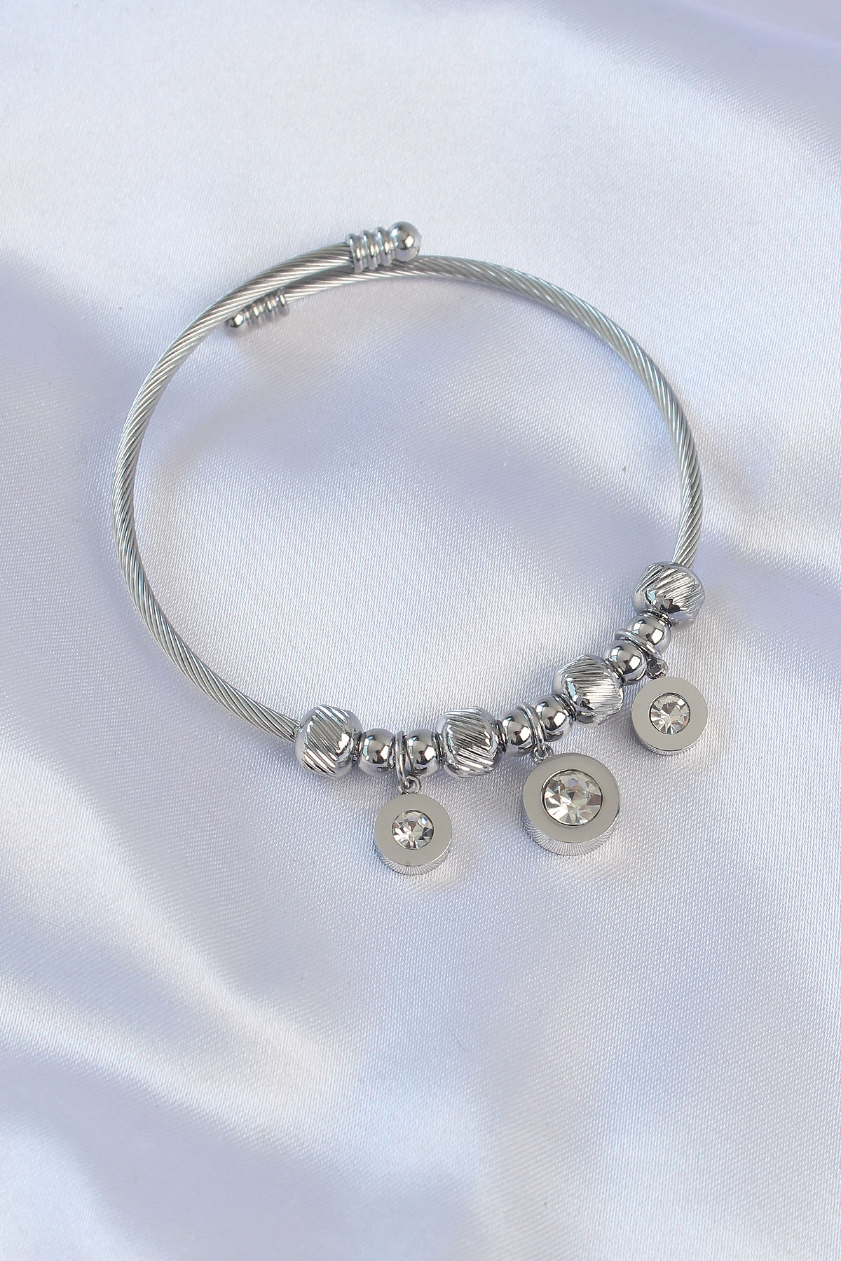 Çelik Özel Seri    Renk Zirkon Taşlı Cartier Model Charm Bileklik