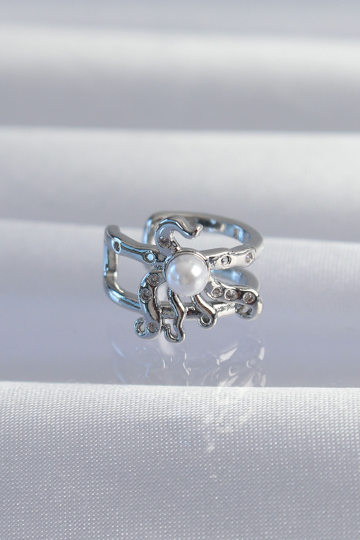 Özel Seri Pirinç  Renk İncili Ahtapot Earcuff Küpe