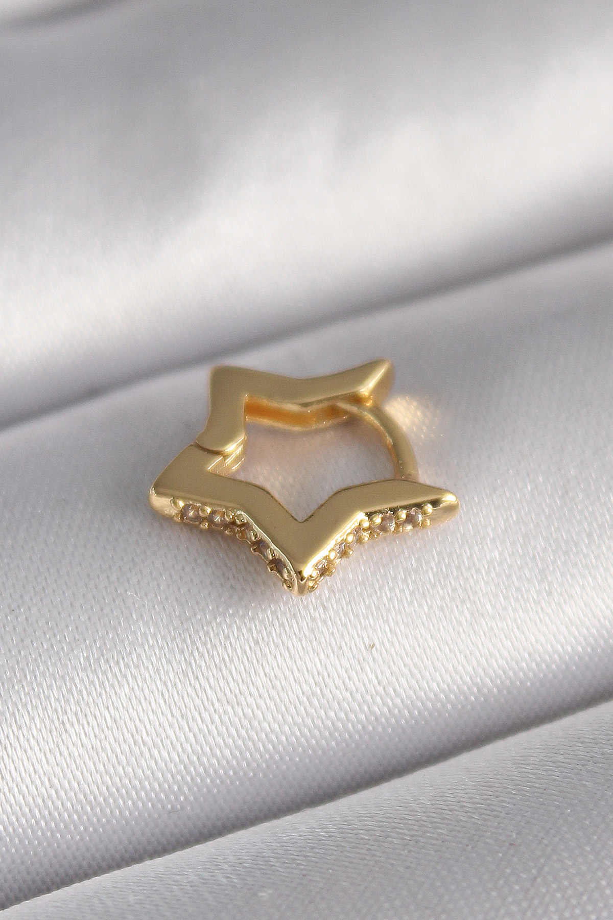 316L Çelik Gold Renk Zirkon Taş Detaylı Model Tragus Piercing