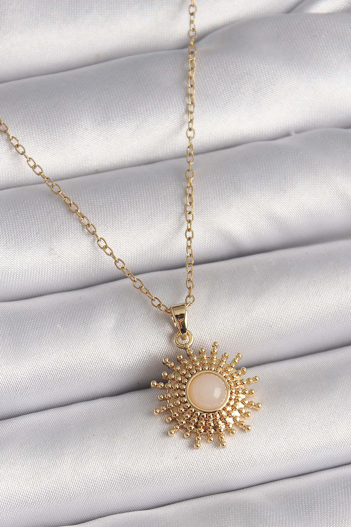 316L Steel Gold Color Chain White Mine Solar Model Female Pendant