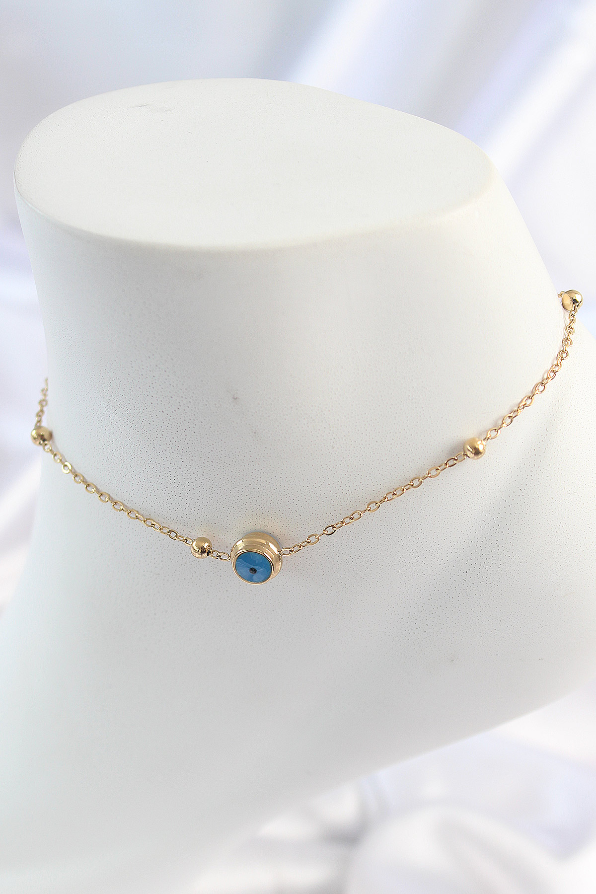 316L Çelik Gold Renk Nazar Boncuk Model Kadın Halhal