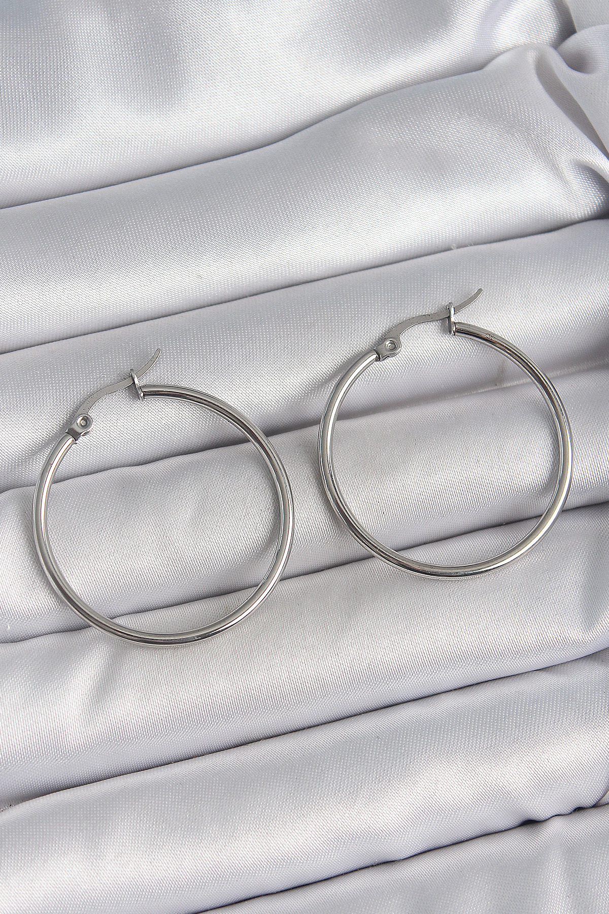 316 Çelik  Renk 33 Mm Halka Model Kadın Küpe