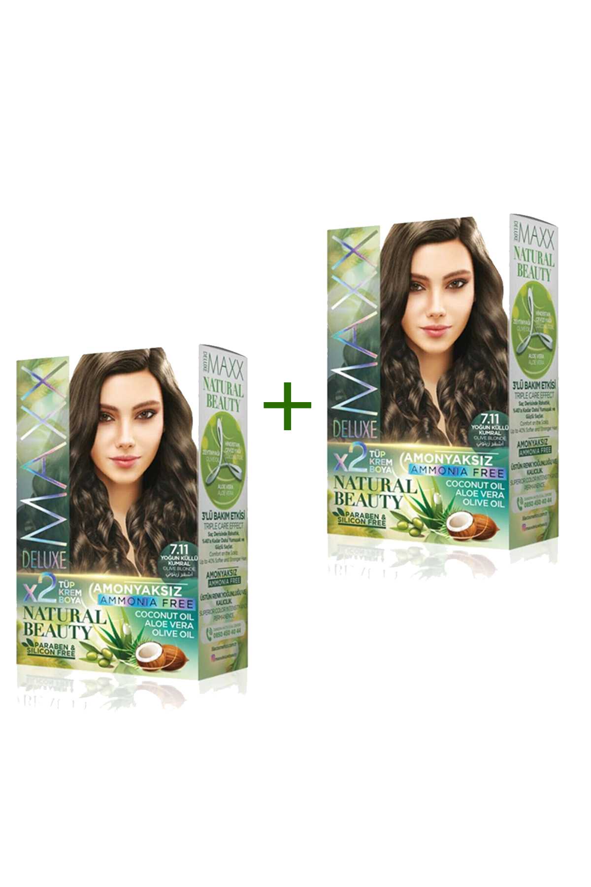 2 Paket Natural Beauty Amonyaksız Saç Boyası 7.11 Yoğun Küllü Kumral