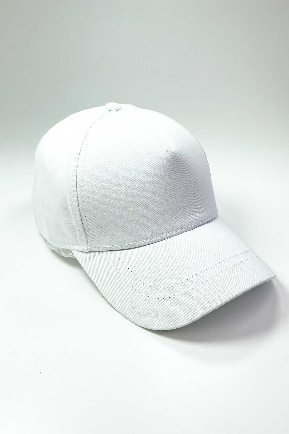 Arkası Cırtlı Ayarlanabilir Erkek-Kadın Sade Spor Şapka Beyaz