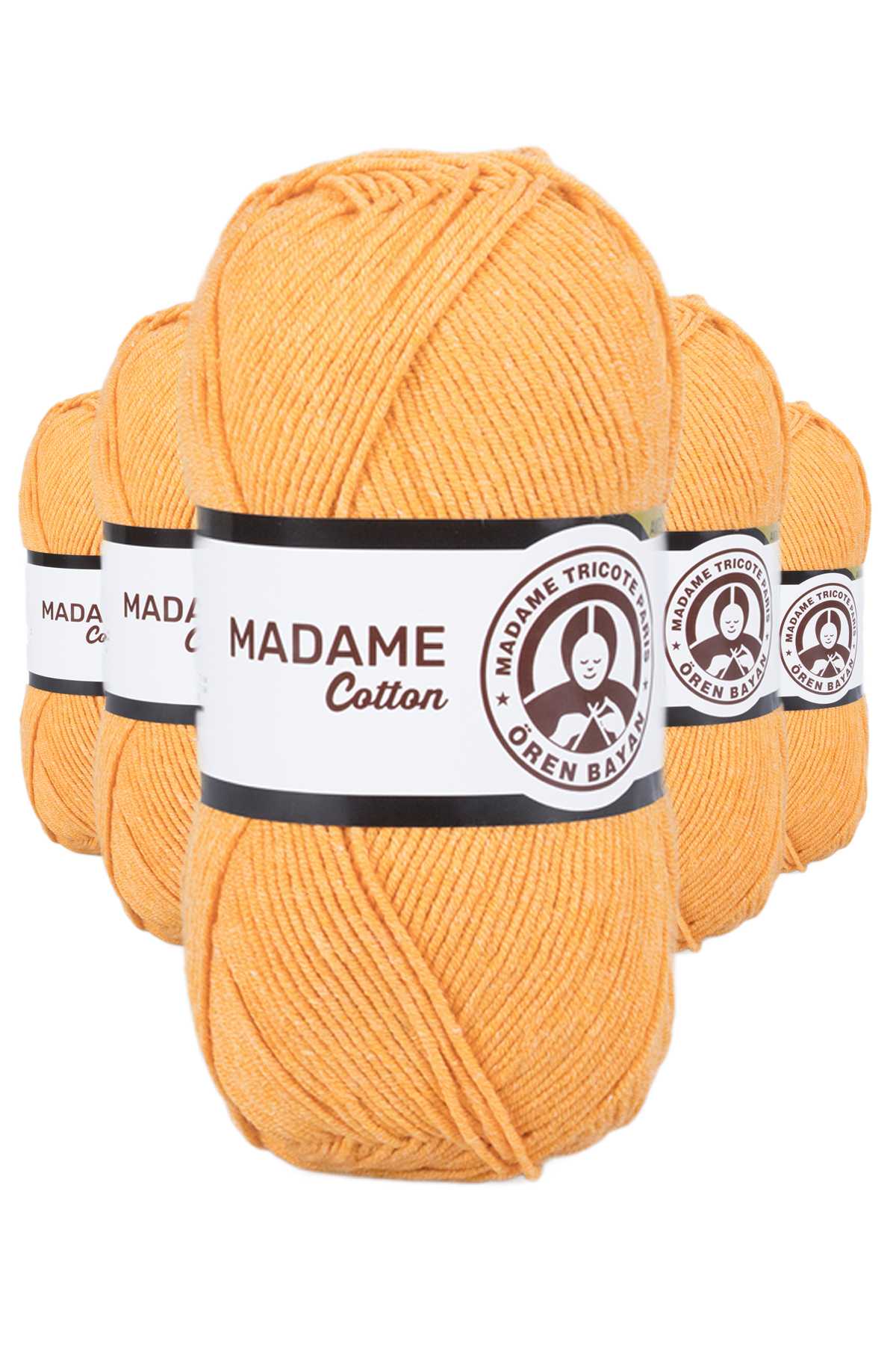 5 Adet Madame Cotton El Örgü İpi Yünü 100 gr 007 Turuncu
