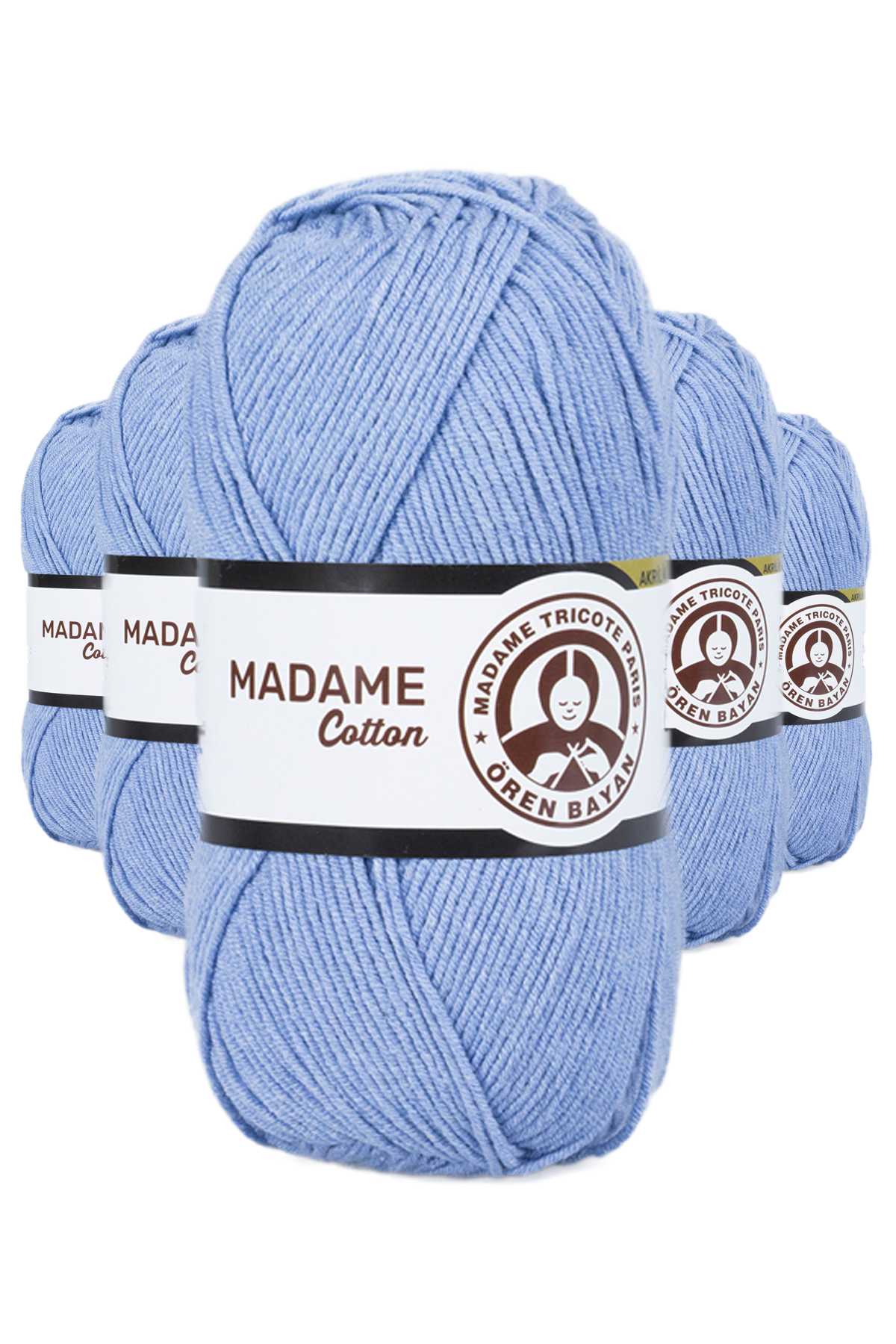 5 Adet Madame Cotton El Örgü İpi Yünü 100 gr 013 Koyu Mavi