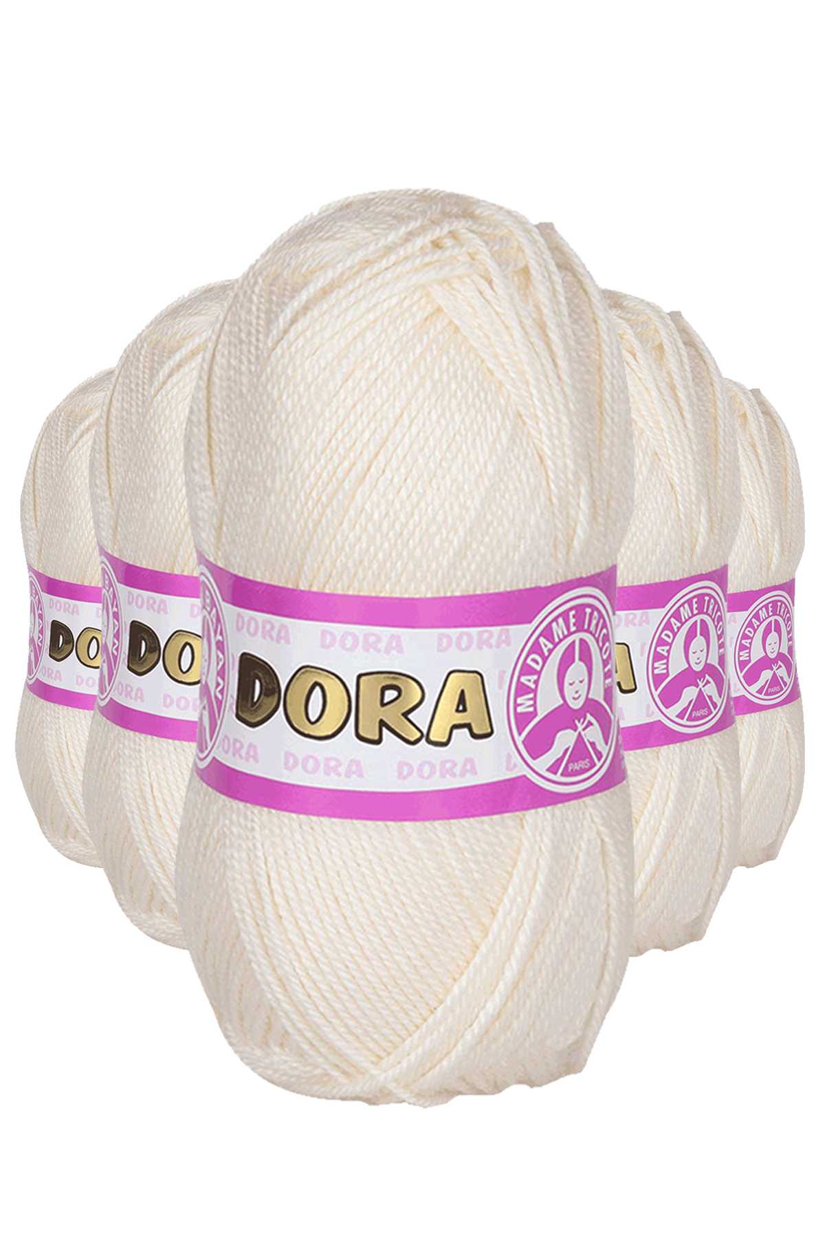 5 Adet Dora El Örgü İpi Yünü 100 gr 004 Krem