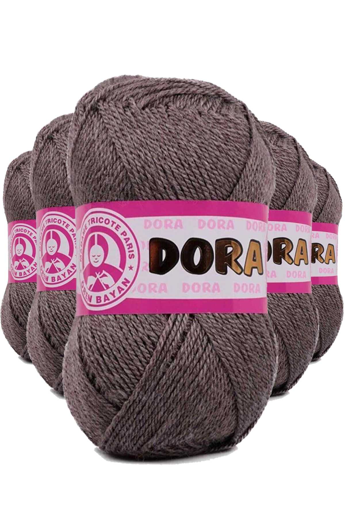 5 Adet Dora El Örgü İpi Yünü 100 gr 014 Kahverengi