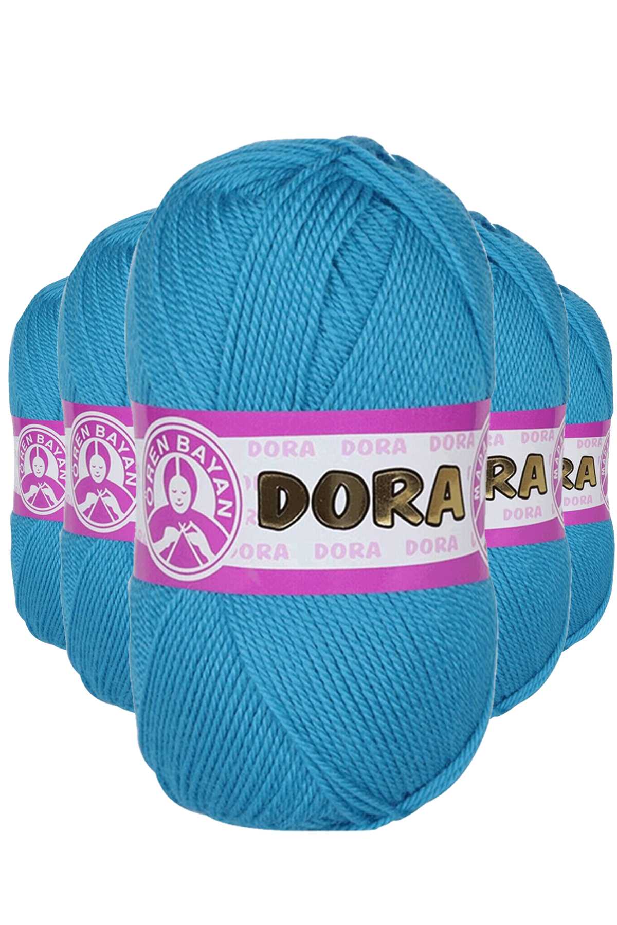 5 Adet Dora El Örgü İpi Yünü 100 gr 025 Turquaz