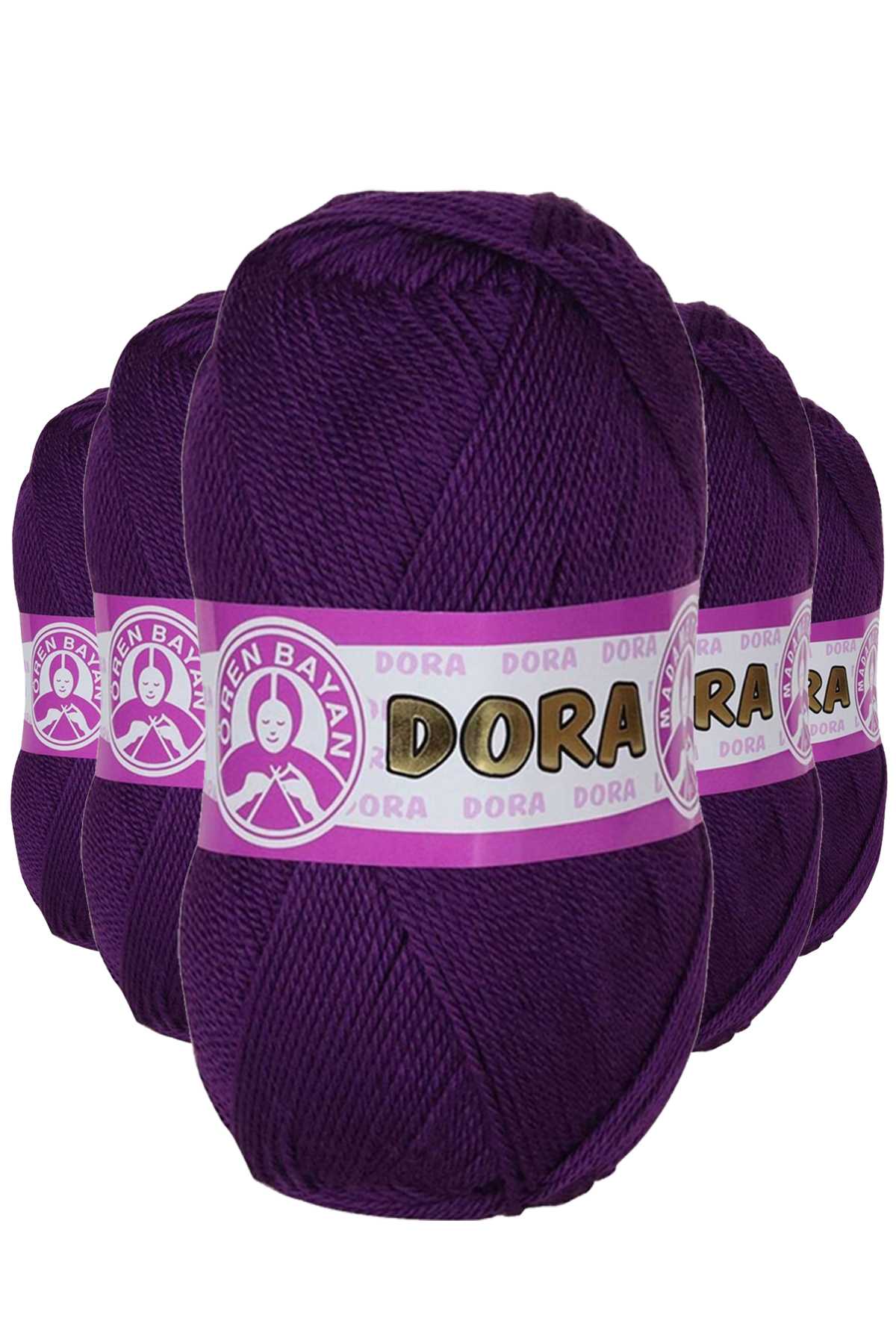 5 Adet Dora El Örgü İpi Yünü 100 gr 043 Mor