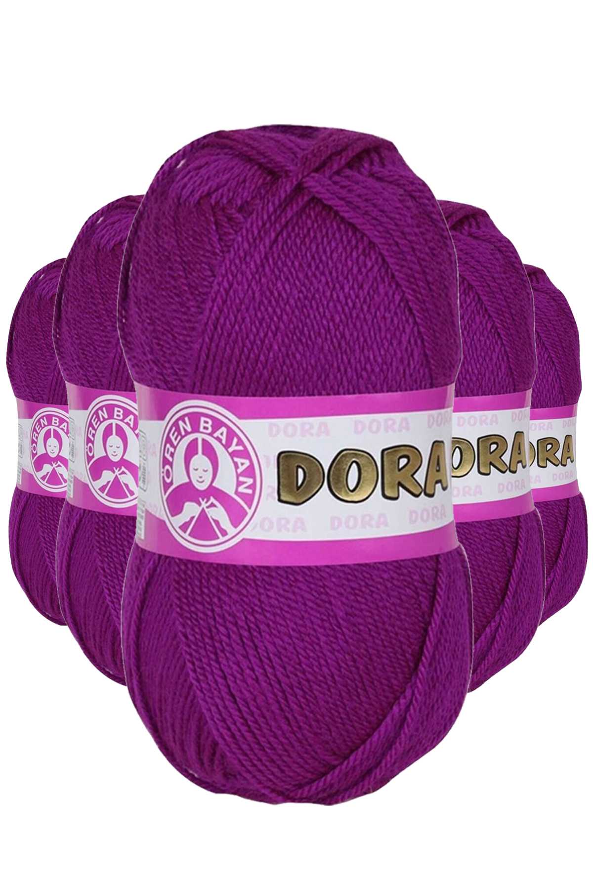 5 Adet Dora El Örgü İpi Yünü 100 gr 047 Mor