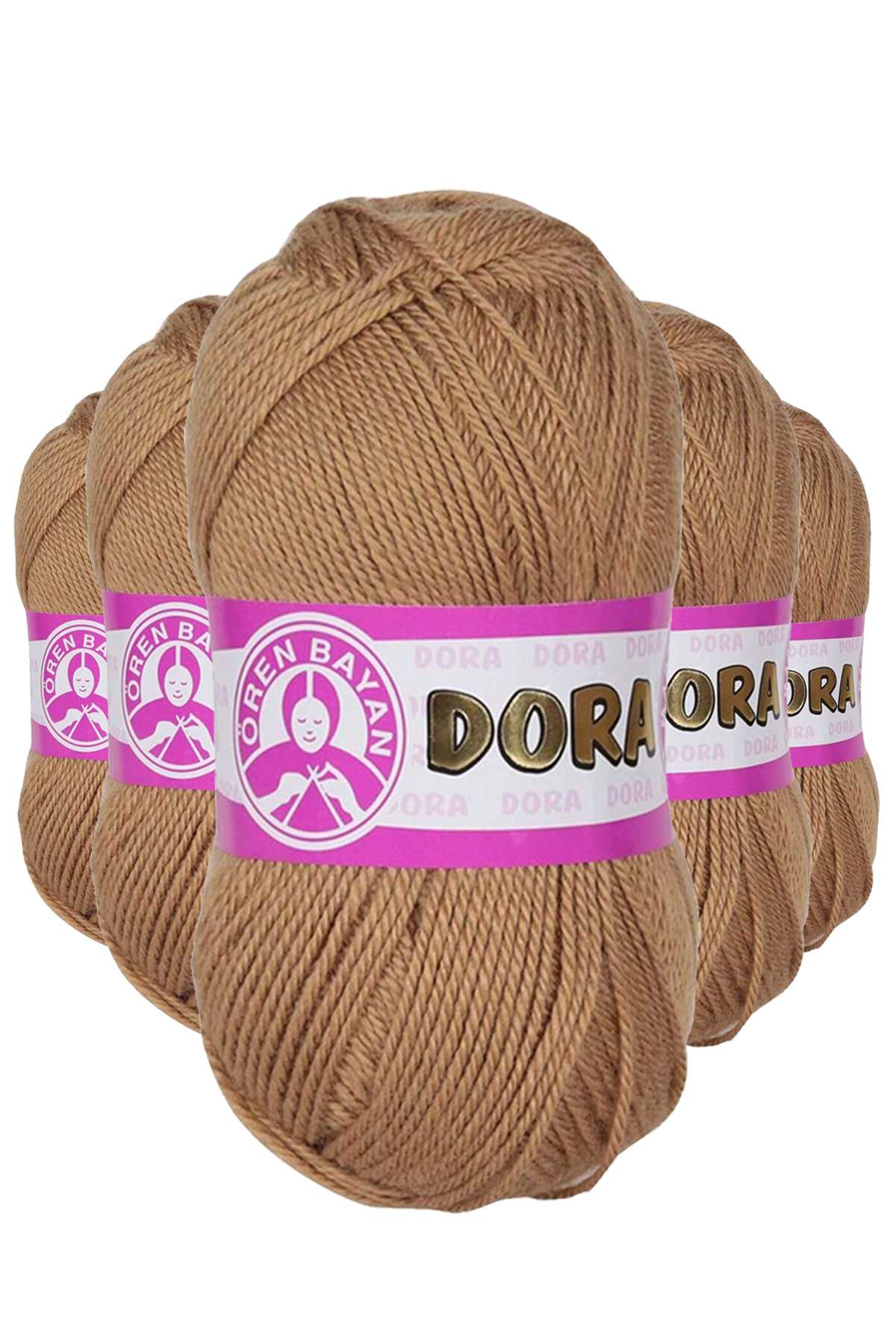 5 Adet Dora El Örgü İpi Yünü 100 gr 099 Açık Kahve