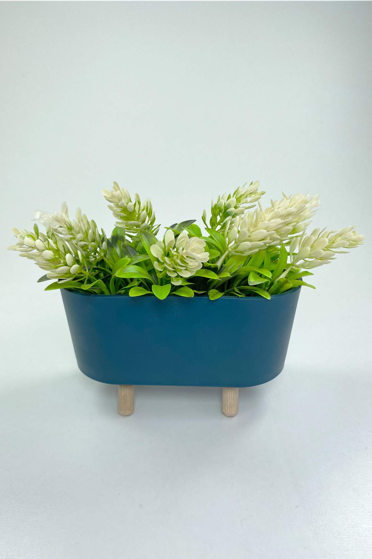 Ayaklı Saksıda Lavanta Çiçeği Dekoratif Yapay Çiçek 8x8x13 cm R4