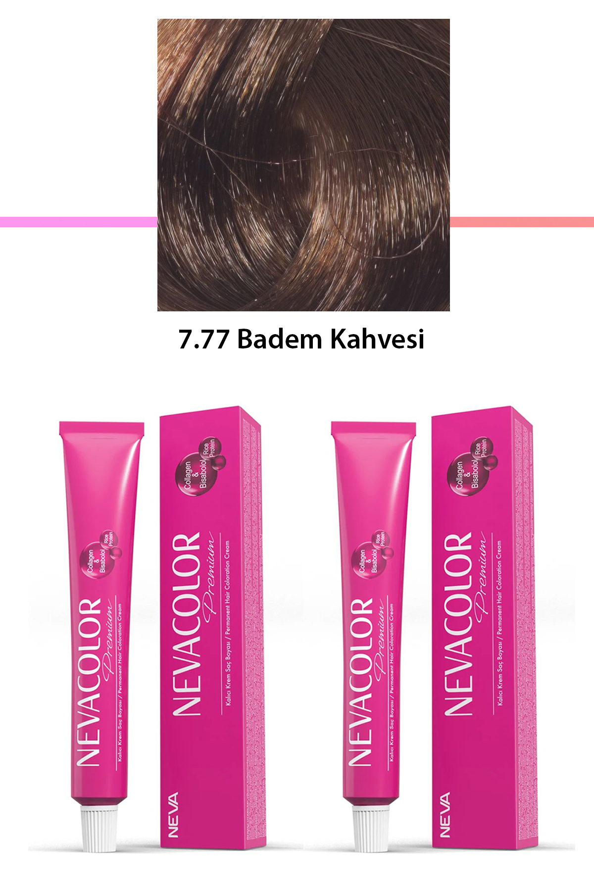 2 li Set Premium 7.77 Badem Kahvesi - Kalıcı Krem Saç Boyası 2 X 50 g Tüp