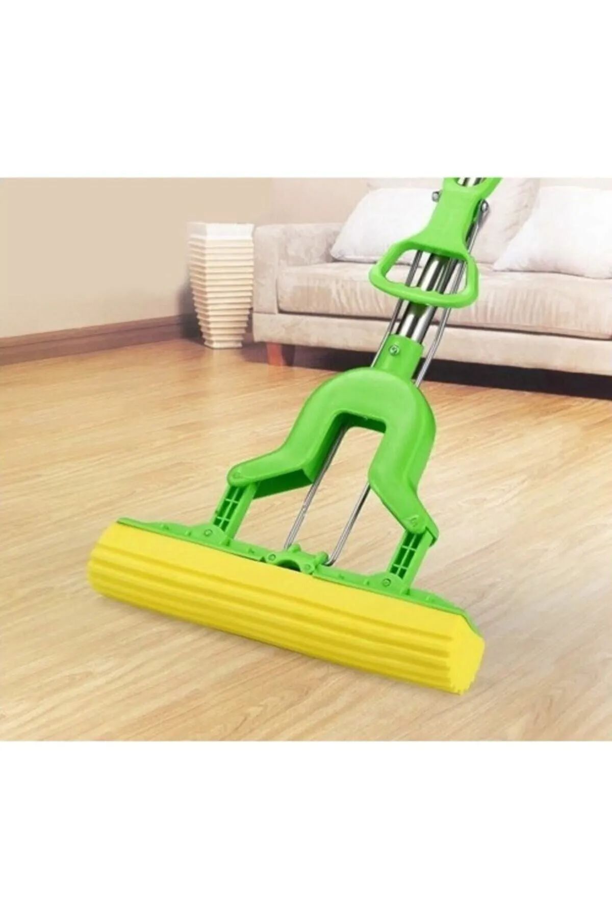 Kendinden Sıkmalı Mikrofiber Mop Kovasız Sıkma Aparatlı Sünger Paspas Kelebek Yer Silme Aparatı