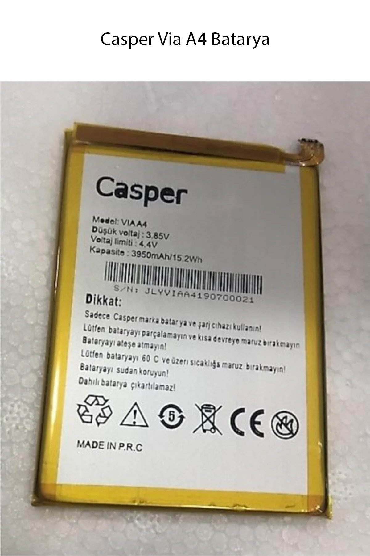 Casper Via A4 Model Telefonla Uyumlu Batarya Pil 3950 Mah