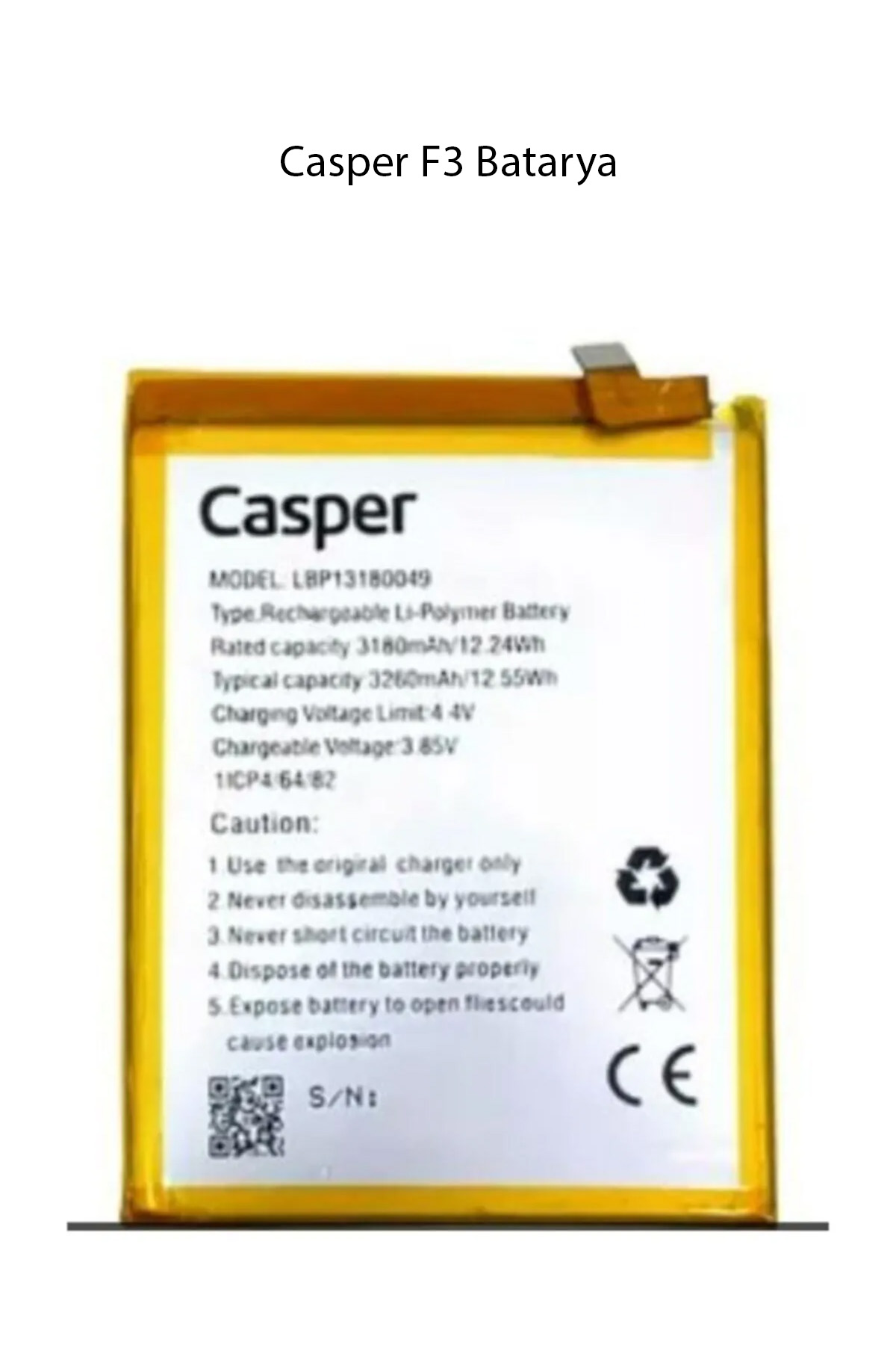 Casper Via F3 Model Telefonla Uyumlu Batarya Pil 3180 Mah